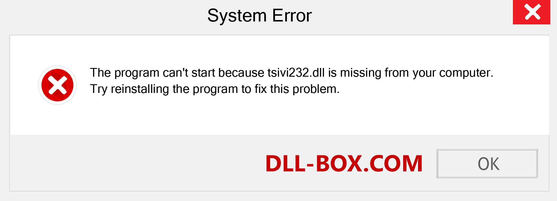  tsivi232.dll file is missing?. Download for Windows 7, 8, 10 - Fix  tsivi232 dll Missing Error on Windows, photos, images